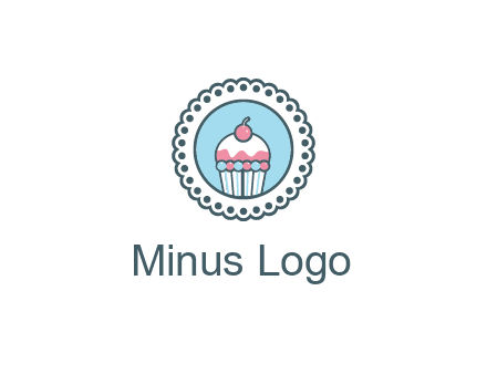 cute cupcake in circle floral design