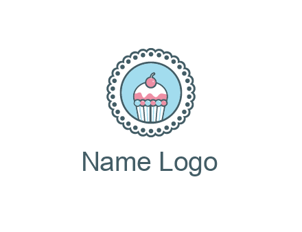 cute cupcake in circle floral design