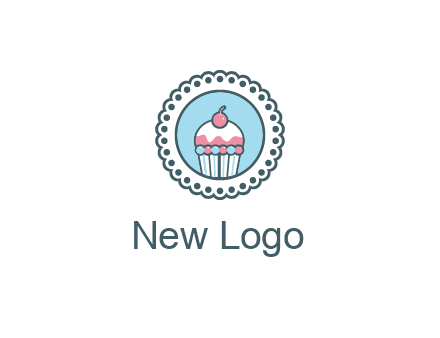 cute cupcake in circle floral design