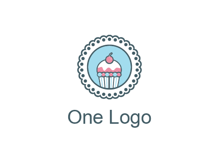 cute cupcake in circle floral design