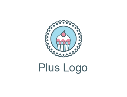 cute cupcake in circle floral design