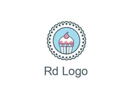 cute cupcake in circle floral design