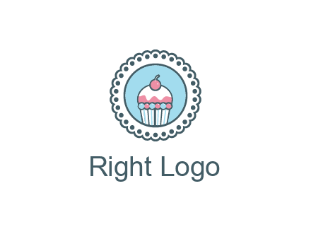 cute cupcake in circle floral design