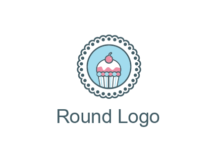 cute cupcake in circle floral design
