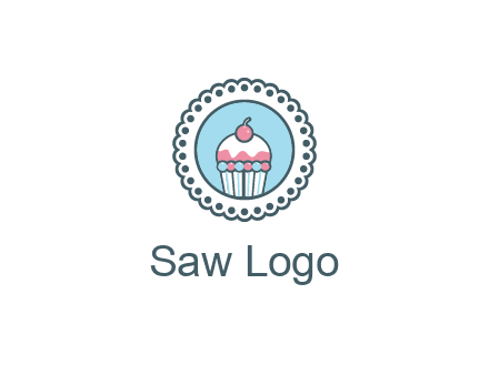 cute cupcake in circle floral design