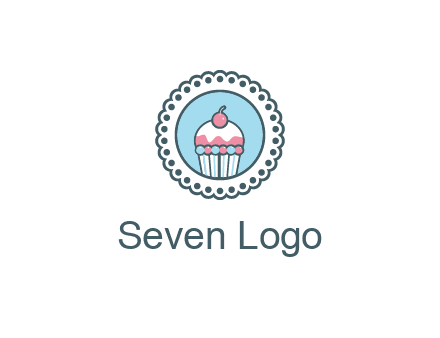 cute cupcake in circle floral design
