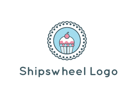 cute cupcake in circle floral design