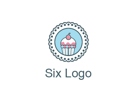 cute cupcake in circle floral design