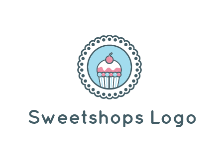 cute cupcake in circle floral design