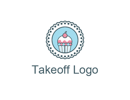 cute cupcake in circle floral design