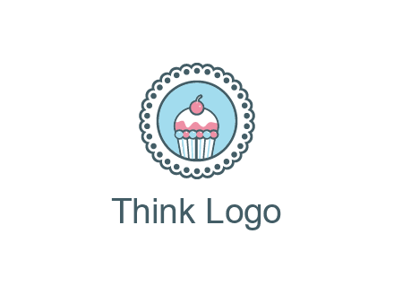cute cupcake in circle floral design