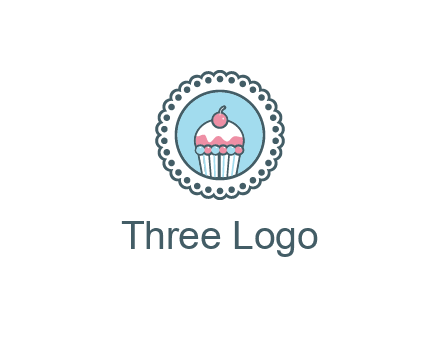 cute cupcake in circle floral design