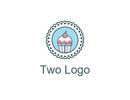 cute cupcake in circle floral design