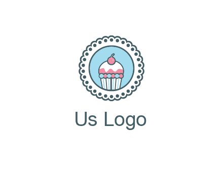 cute cupcake in circle floral design
