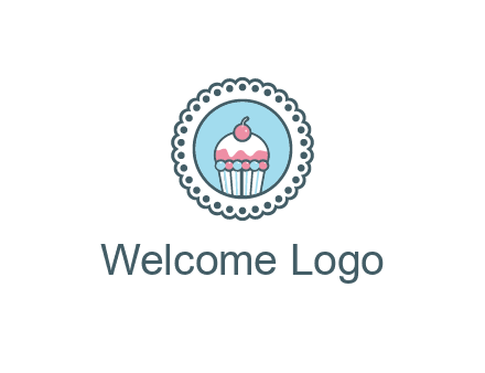 cute cupcake in circle floral design