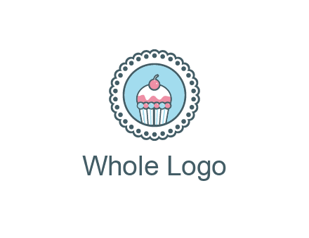 cute cupcake in circle floral design