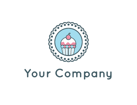 cute cupcake in circle floral design