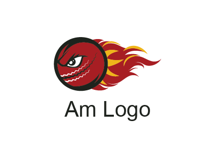 cricket ball with angry face on flames