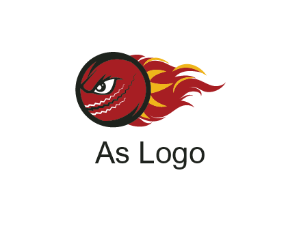 cricket ball with angry face on flames