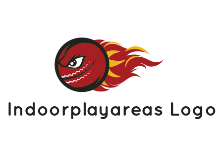 cricket ball with angry face on flames