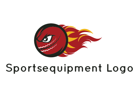 cricket ball with angry face on flames