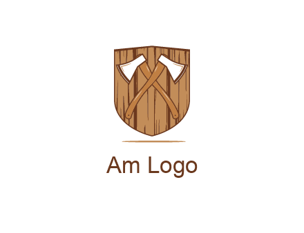 axes on shield made out of wood