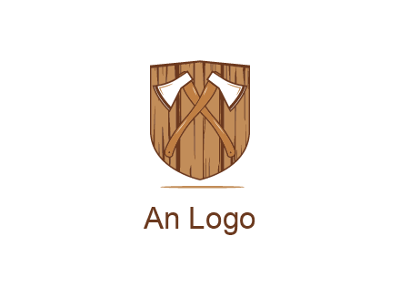 axes on shield made out of wood