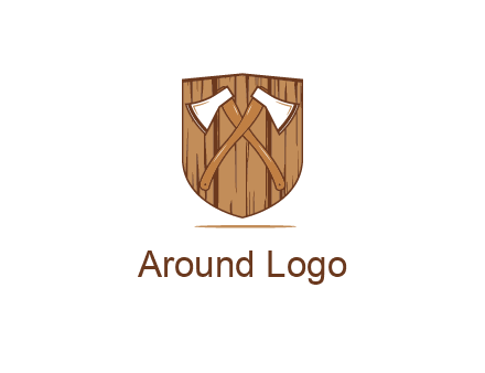 axes on shield made out of wood