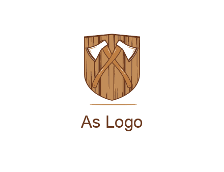 axes on shield made out of wood