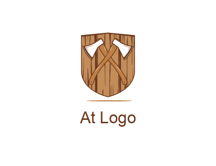 axes on shield made out of wood