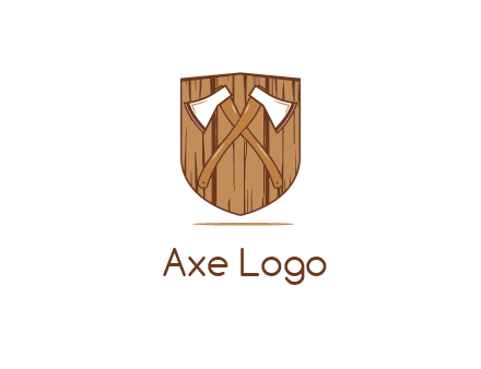 axes on shield made out of wood