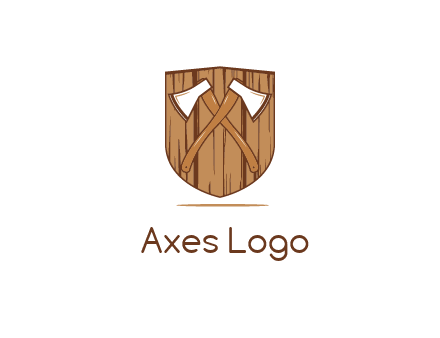axes on shield made out of wood