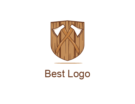 axes on shield made out of wood