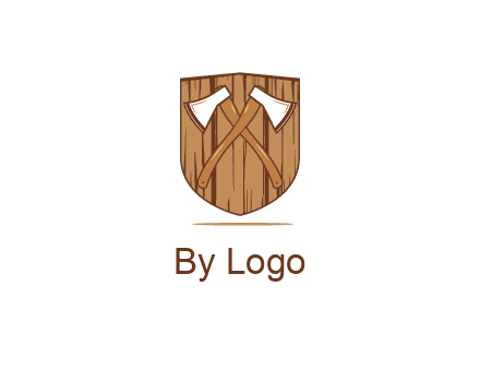 axes on shield made out of wood
