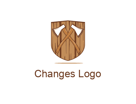 axes on shield made out of wood