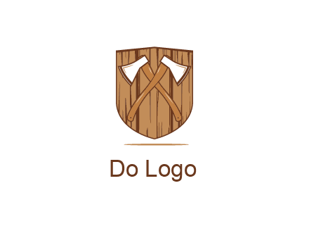 axes on shield made out of wood