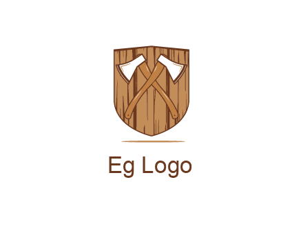 axes on shield made out of wood