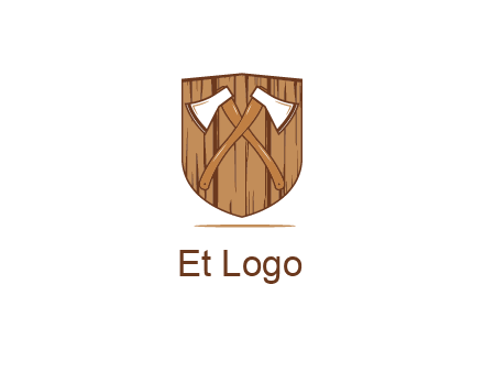 axes on shield made out of wood