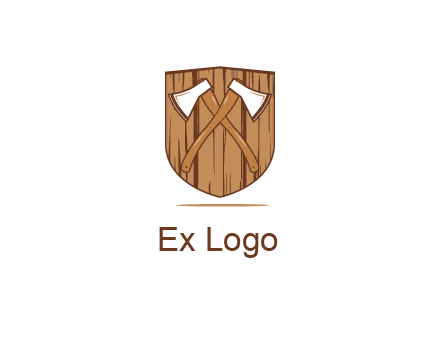 axes on shield made out of wood