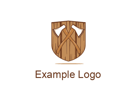 axes on shield made out of wood