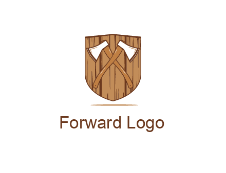 axes on shield made out of wood