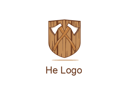 axes on shield made out of wood