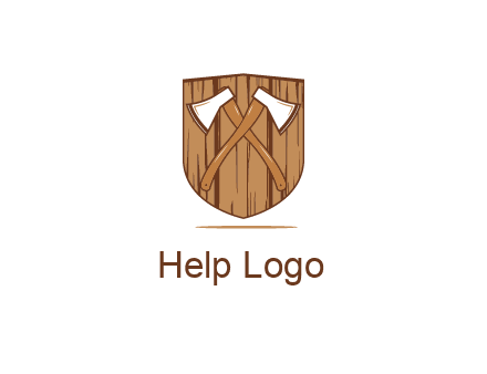 axes on shield made out of wood