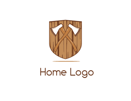 axes on shield made out of wood