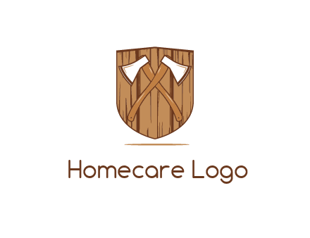 axes on shield made out of wood