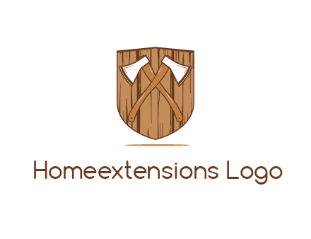 axes on shield made out of wood