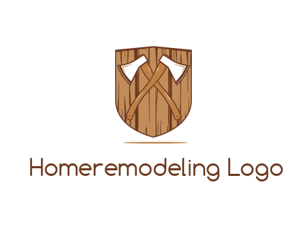 axes on shield made out of wood