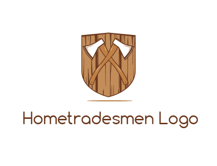 axes on shield made out of wood