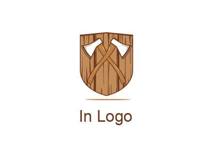 axes on shield made out of wood