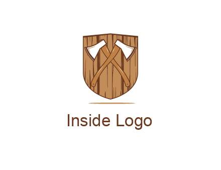 axes on shield made out of wood